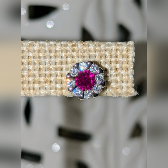 Ruby & Clear CZ Earrings - Picture 6 of 6